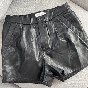 Molly Bracken | High-Waist Faux-Leather Shorts